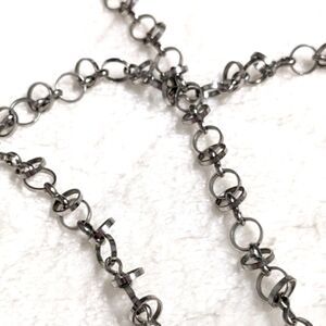 Vintage Silvertone Interlocking Circle Necklace 44" Long - Lightweight